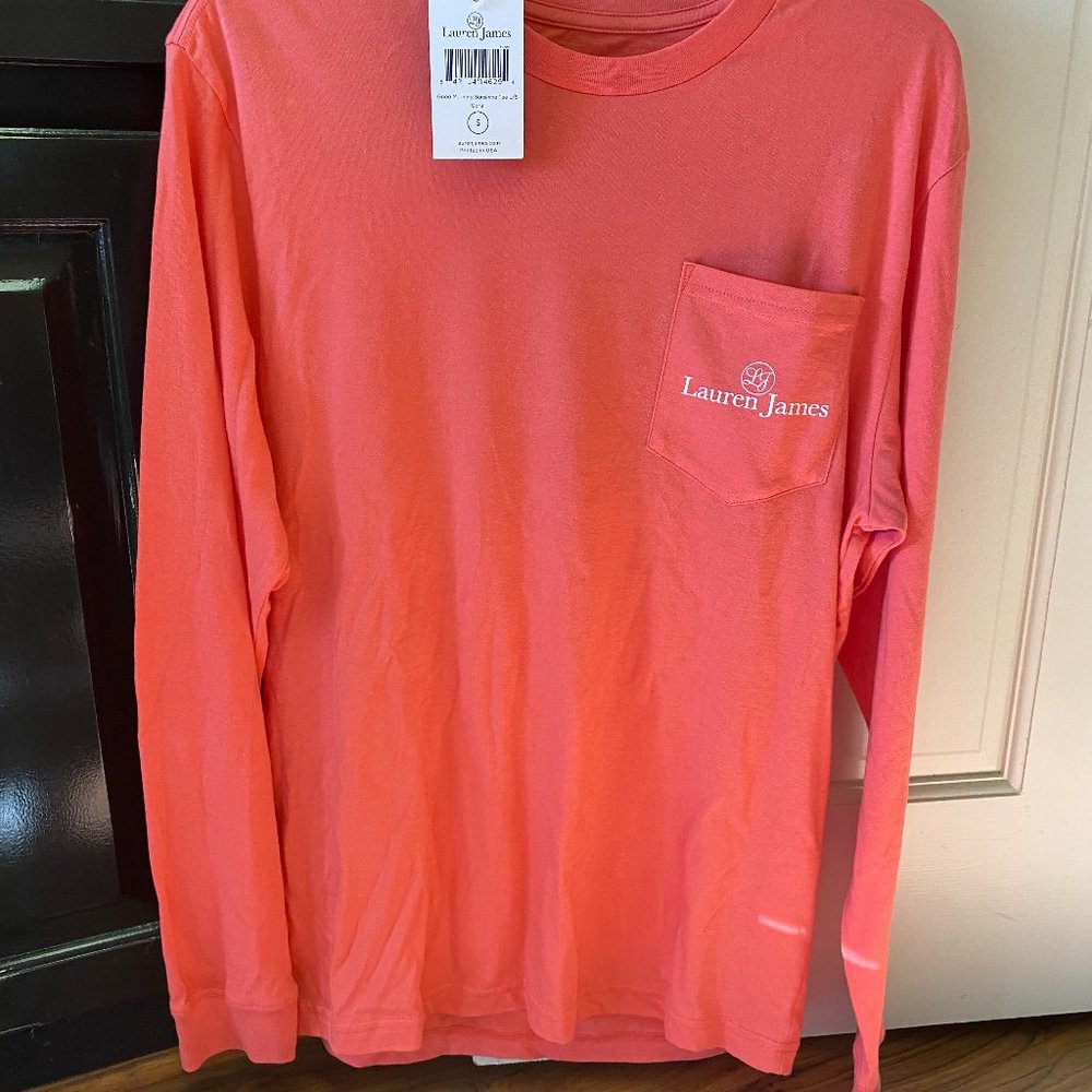 Lauren James Long sleeve pocket T-shirt   Size small   Coral